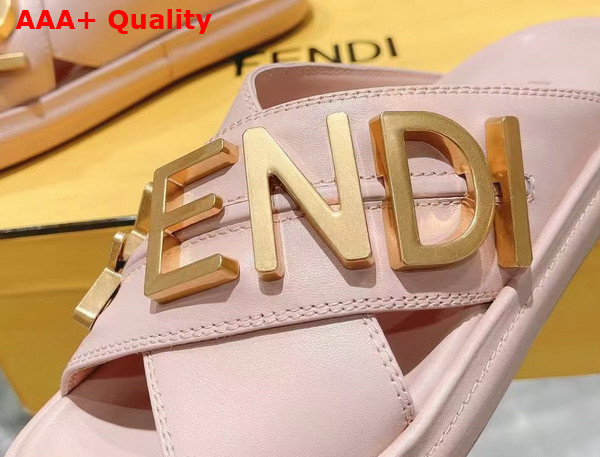 Fendigraphy Pink Leather Slides Replica