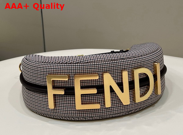 Fendigraphy Small Grey Houndstooth Wool Bag Replica