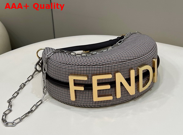Fendigraphy Small Grey Houndstooth Wool Bag Replica