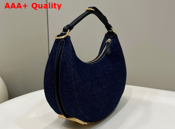 Fendigraphy Small Hobo Bag in Blue Denim Replica