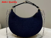 Fendigraphy Small Hobo Bag in Blue Denim Replica