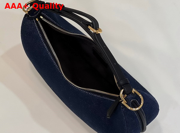 Fendigraphy Small Hobo Bag in Blue Denim Replica