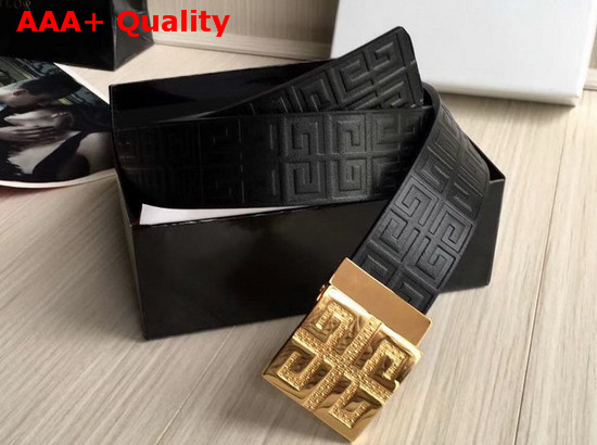 Givenchy 4G Buckle Belt in Black Embossed Leather Replica