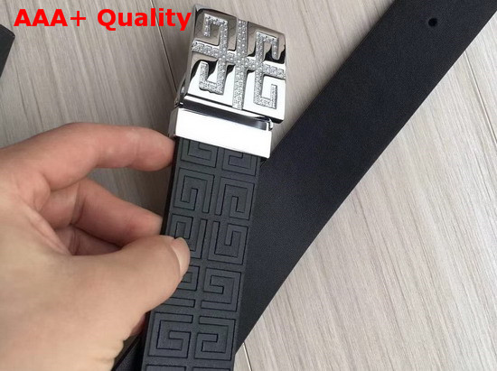 Givenchy 4G Buckle Belt in Black Embossed Leather Replica