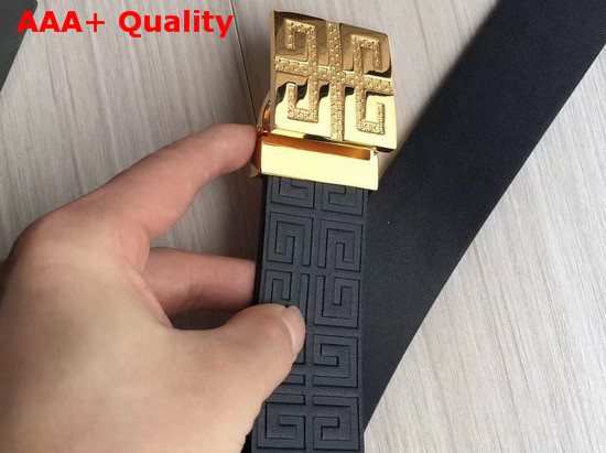Givenchy 4G Buckle Belt in Black Embossed Leather Replica