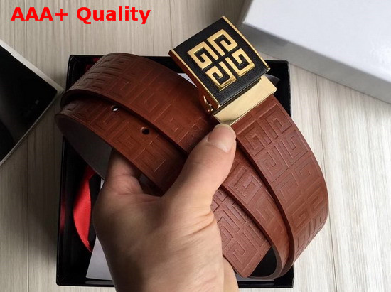 Givenchy 4G Buckle Belt in Brown 4G Embossed Leather Replica