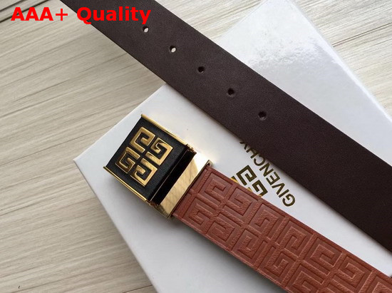 Givenchy 4G Buckle Belt in Brown 4G Embossed Leather Replica