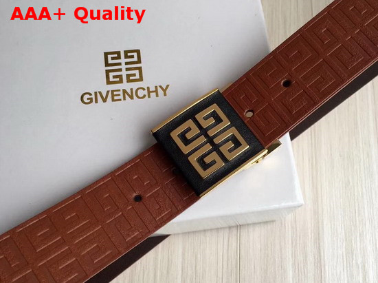 Givenchy 4G Buckle Belt in Brown 4G Embossed Leather Replica