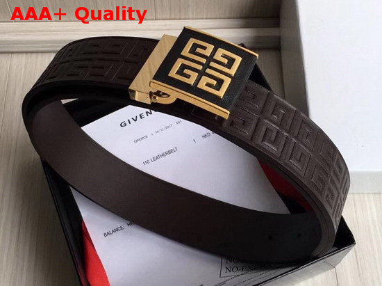 Givenchy 4G Buckle Belt in Chocolate Color Embossed Leather Replica