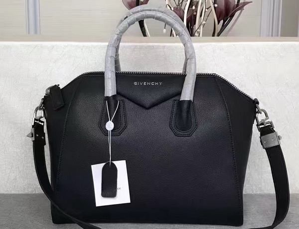 Givenchy Big Antigona Bag in Black Goatskin Silver Hardware For Sale