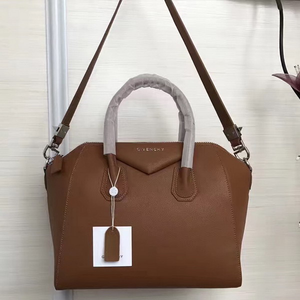 Givenchy Big Antigona Bag in Brown Goatskin Silver Hardware For Sale