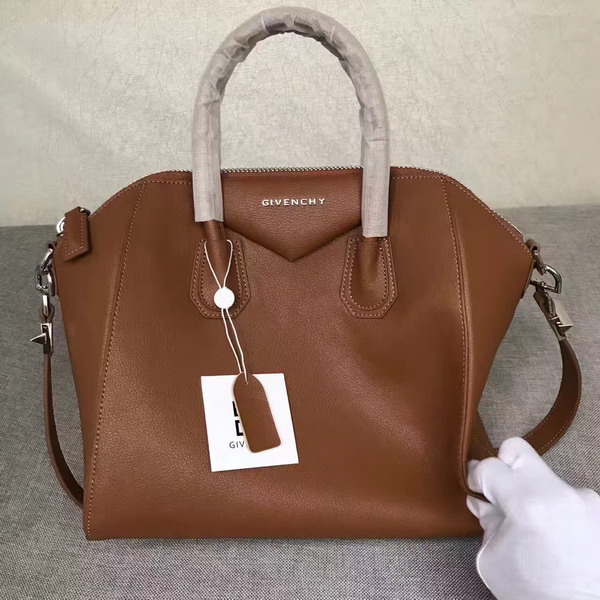 Givenchy Big Antigona Bag in Brown Goatskin Silver Hardware For Sale