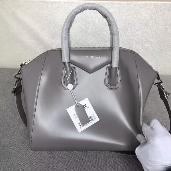 Givenchy Big Antigona Bag in Grey Shiny Smooth Calfskin Silver Hardware For Sale