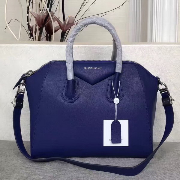 Givenchy Big Antigona Bag in Navy Blue Goatskin Silver Hardware For Sale