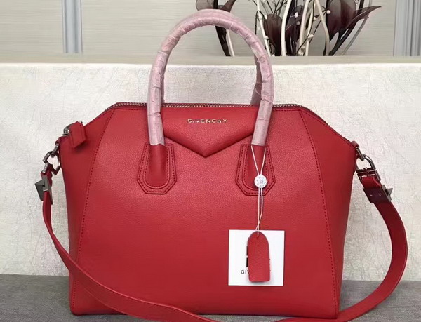 Givenchy Big Antigona Bag in Red Goatskin Silver Hardware For Sale