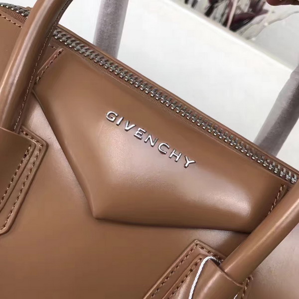 Givenchy Big Antigona Bag in Tan Shiny Smooth Calfskin Silver Hardware For Sale