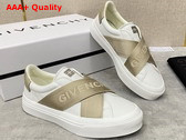Givenchy City Sport Sneakers in Leather with Double Webbing Strap White and Beige Replica