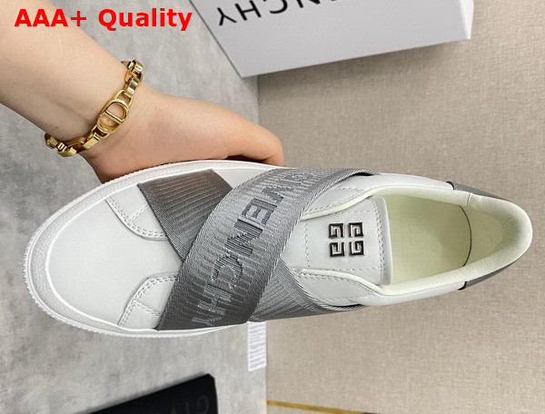 Givenchy City Sport Sneakers in Leather with Double Webbing Strap White and Grey Replica