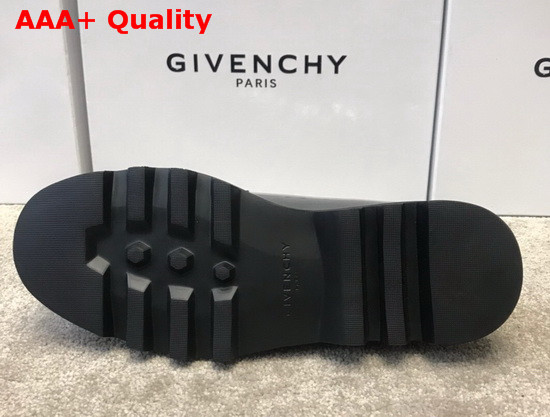 Givenchy Combat Derby Shoes in Shiny Grey Leather with Givenchy Print Replica