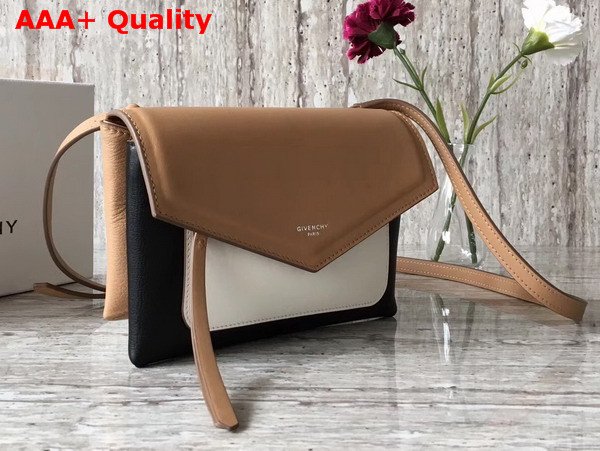 Givenchy Duetto Cross Body Bag in Beige Black and White Grained and Smooth Leather Replica