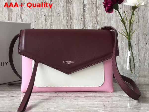 Givenchy Duetto Cross Body Bag in Pink Burgundy and White Grained and Smooth Leather Replica