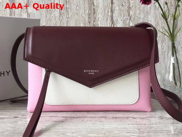Givenchy Duetto Cross Body Bag in Pink Burgundy and White Grained and Smooth Leather Replica