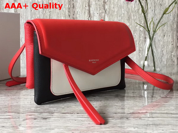 Givenchy Duetto Cross Body Bag in Red Black and White Grained and Smooth Leather Replica