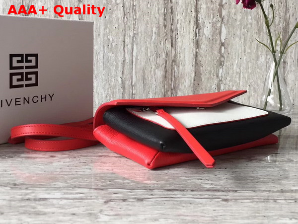 Givenchy Duetto Cross Body Bag in Red Black and White Grained and Smooth Leather Replica