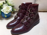 Givenchy Elegant Studs Ankle Boots in Bordeaux Croc Print Calfskin Leather For Sale