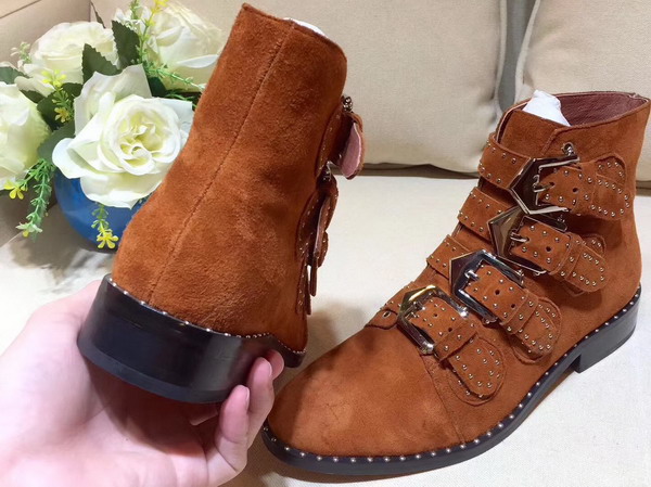 Givenchy Elegant Studs Ankle Boots in Brown Suede Calfskin For Sale