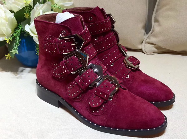 Givenchy Elegant Studs Ankle Boots in Oxblood Suede Calfskin For Sale