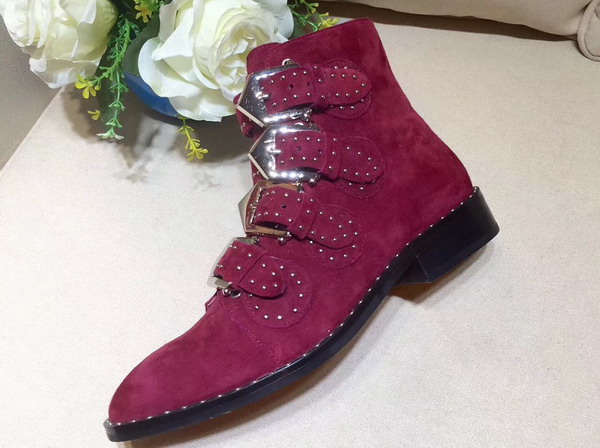 Givenchy Elegant Studs Ankle Boots in Oxblood Suede Calfskin For Sale