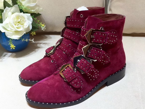 Givenchy Elegant Studs Ankle Boots in Oxblood Suede Calfskin For Sale