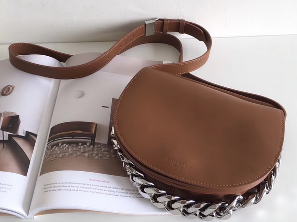 Givenchy Infinity Saddle Bag in Smooth Cognac Leather with Adjustable Strap Small Model For Sale