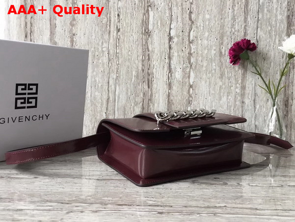 Givenchy Infinity Small Flap Bag in Smooth Shiny Burgundy Leather with Oversized Infinity Chain Replica