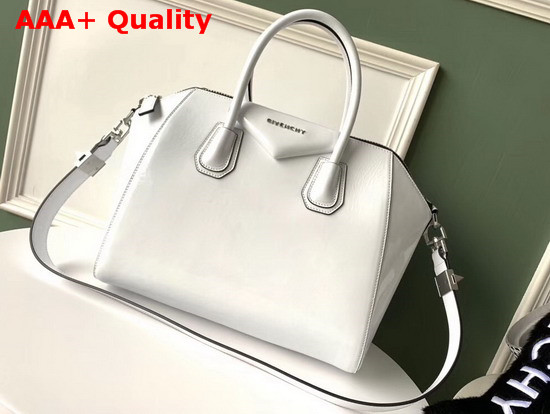 Givenchy Medium Antigona Bag in White Patent Leather Replica