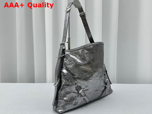 Givenchy Medium Voyou Bag in Silvery Grey Laminated Leather Replica