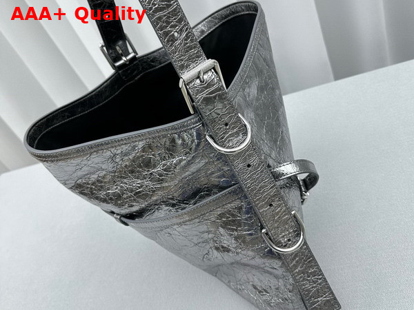 Givenchy Medium Voyou Bag in Silvery Grey Laminated Leather Replica