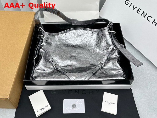 Givenchy Medium Voyou Bag in Silvery Grey Laminated Leather Replica