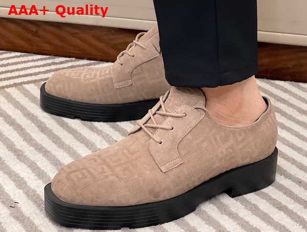 Givenchy Men Derbies in Beige 4G Suede Leather Replica