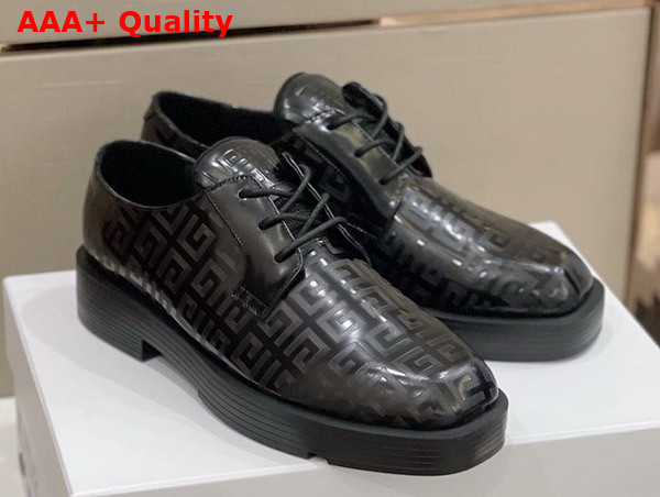 Givenchy Men Derbies in Black Brushed 4G Leather Replica