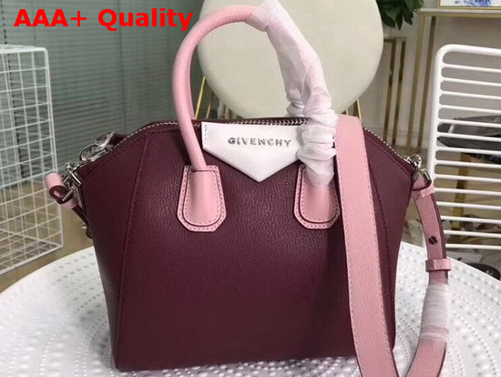 Givenchy Mini Antigona Bag in Burgundy Grained Leather Replica