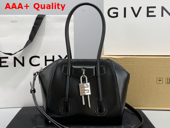 Givenchy Mini Antigona Lock Bag in Black Box Leather Black Replica