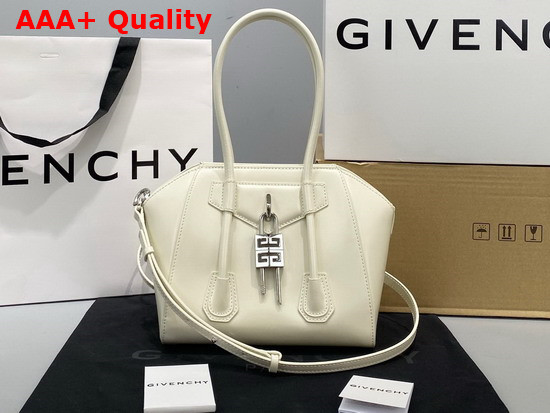 Givenchy Mini Antigona Lock Bag in Box Leather Ivory Replica