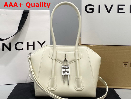 Givenchy Mini Antigona Lock Bag in Box Leather Ivory Replica