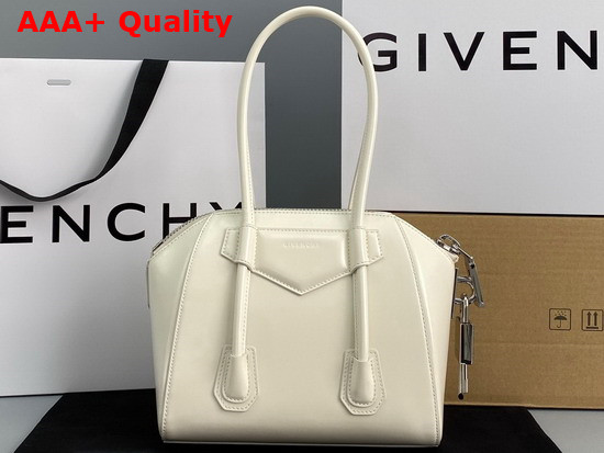Givenchy Mini Antigona Lock Bag in Ivory Box Leather Replica