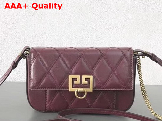 Givenchy Mini Pocket Bag in Burgundy Diamond Quilted Leather Replica