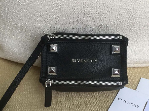 Givenchy Pandora Wristlet Pouch in Black Goatskin with Metal Studs for Sale