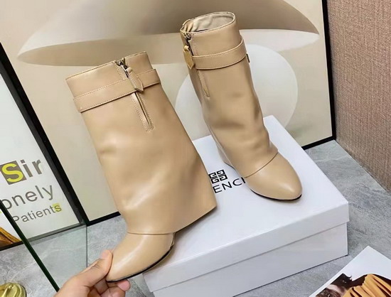 Givenchy Shark Lock Ankle Boots in Beige Leather Replica