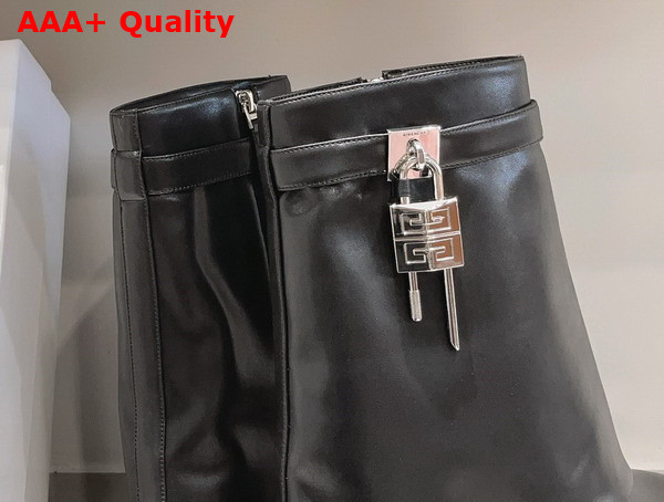 Givenchy Shark Lock Biker Ankle Boots in Black Smooth Leather Replica